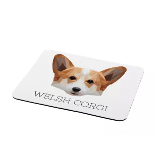 Pembroke Welsh Corgi - geometrisches Mauspad mit Bild und Aufschrift von Art-Dog