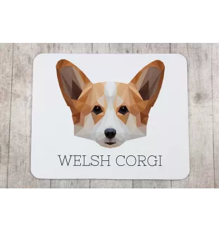 Pembroke Welsh Corgi - tapis de souris géométrique avec photo et inscription Art-Dog