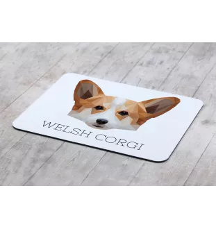 Pembroke Welsh Corgi - tapis de souris géométrique avec photo et inscription Art-Dog