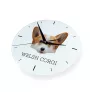 Pembroke Welsh Corgi - geometrische Wanduhr mit Bild und Aufschrift der Marke Art-Dog