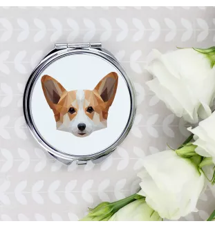 Pembroke Welsh Corgi - Spiegel mit Foto und geometrischem Aufdruck der Marke Art-Dog