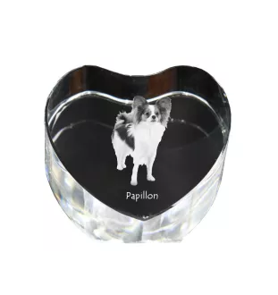 Papillon, Épagneul nain continental papillon - une photo de chien dans un cristal, un cœur en cristal, un cadre photo exceptionnel de la marque Art-Dog