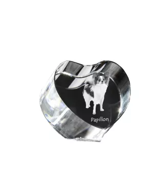 Papillon serce kryształowe z psem Art-Dog
