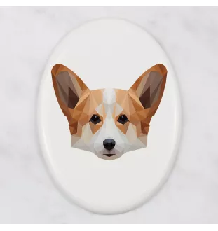 Pembroke Welsh Corgi - Fliese mit geometrischem Bild und Schriftzug der Marke Art-Dog