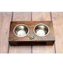 Papillon, Continental Toy Spaniel, Butterfly dog - wooden stand with bowls for a dog, steel dog bowls, a gift for adopting a dog from the Art-Dog brand