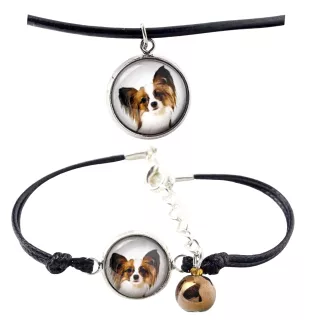 Papillon, Épagneul nain continental papillon - ensemble de bijoux avec votre photo, ensemble fait à la main, bracelet et collier de la marque Art.-Dog