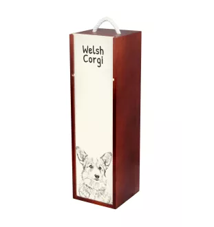 Pembroke Welsh Corgi - wine box with a dog, alcohol box with graphics, personalized gift box from the Art-Dog brand