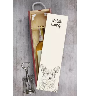 Pembroke Welsh Corgi - wine box with a dog, alcohol box with graphics, personalized gift box from the Art-Dog brand