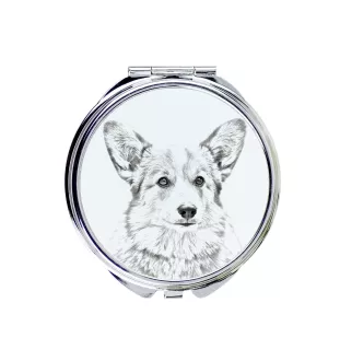 Pembroke Welsh Corgi - Pocket mirror with a dog, personalized mirror for a purse, compact mirror with Art-Dog brand print.