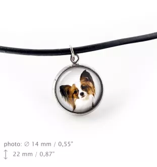 Papillon naszyjnik w pudełku ze zdjęciem Art-Dog