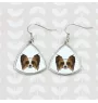 Papillon, Continental Toy Spaniel, Butterfly dog - earrings with a picture and the inscription geometric dog Art-Dog