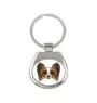 Papillon, Kontinentaler Zwergspaniel - geometrischer Schlüsselanhänger mit Foto und Aufschrift Art-Dog
