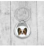 Papillon, Kontinentaler Zwergspaniel - geometrischer Schlüsselanhänger mit Foto und Aufschrift Art-Dog