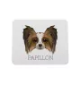 Papillon, Épagneul nain continental papillon - tapis de souris géométrique avec photo et inscription Art-Dog