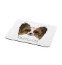 Papillon, Continental Toy Spaniel, Butterfly dog - geometric mouse pad with a picture and text by Art-Dog
