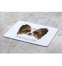 Papillon, Kontinentaler Zwergspaniel - geometrisches Mauspad mit Bild und Aufschrift von Art-Dog
