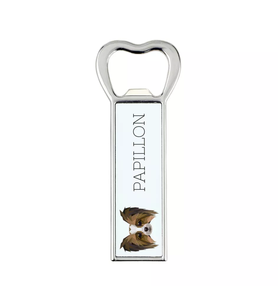 Papillon, Continental Toy Spaniel, Butterfly dog - bottle opener with a picture and inscription for beer by Art-Dog