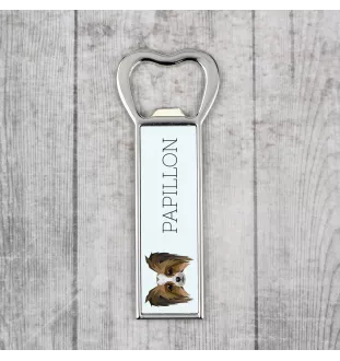 Papillon, Continental Toy Spaniel, Butterfly dog - bottle opener with a picture and inscription for beer by Art-Dog