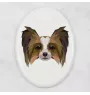 Papillon, Épagneul nain continental papillon - une plaque avec une photo et un motif géométrique de la marque Art-Dog