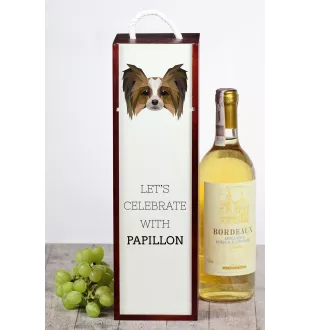Papillon, Continental Toy Spaniel, Butterfly dog - geometric box with a picture and inscription for wine by Art-Dog