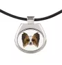Papillon, Kontinentaler Zwergspaniel - Halskette mit einem Foto und einem geometrischen Schriftzug der Marke Art-Dog
