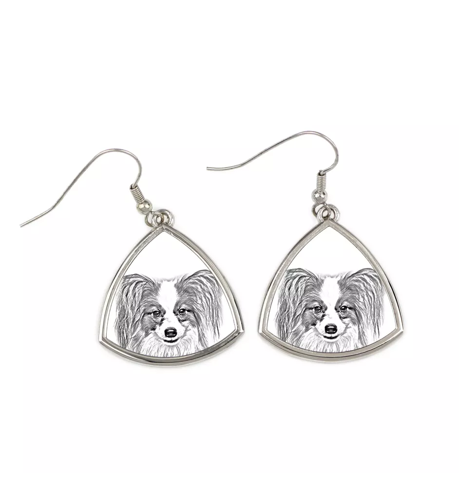 Papillon, Épagneul nain continental papillon - boucles d'oreilles avec chien, boucles d'oreilles pendantes avec photo, bijoux personnalisés avec impression de la marque Art-Dog