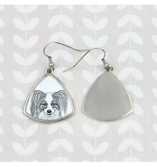Papillon, Kontinentaler Zwergspaniel - Hund Ohrringe, hängende Ohrringe mit Bild, personalisierter Schmuck mit dem Aufdruck der Marke Art-Dog