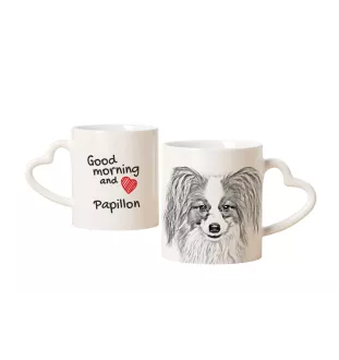 Papillon kubek z psem good morning serce Art-Dog