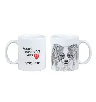 Papillon kubek z psem good morning Art-Dog