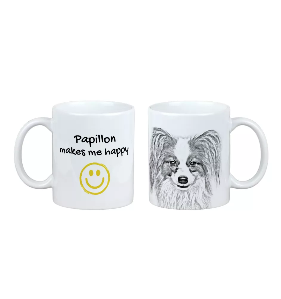 Papillon, Kontinentaler Zwergspaniel - Tasse mit Hund, fröhliche Tasse für Hundeliebhaber, personalisiertes Geschenk der Marke Art-Dog