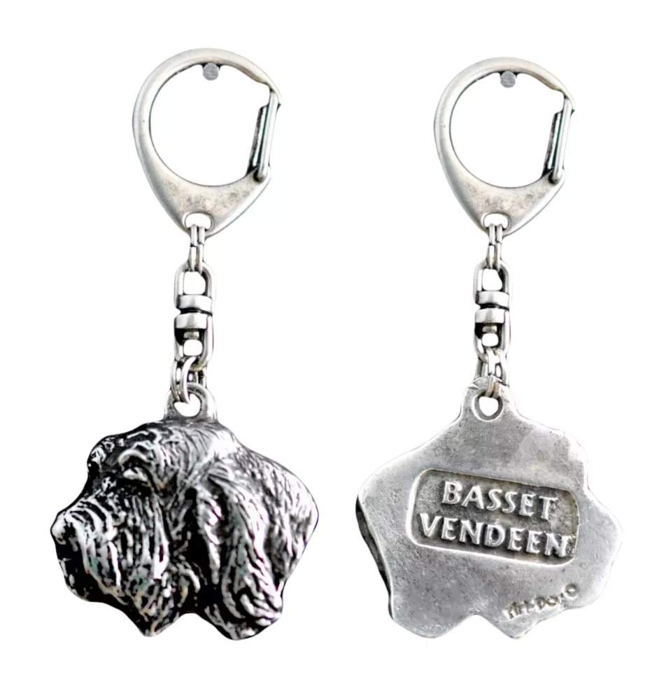 Kleiner Basset Griffon Vendéen, Petit Basset Griffon Vendéen - Versilberter Schlüsselanhänger mit Hund, Handtaschen-Dekoration, Rucksack-Anhänger der Marke Art-Dog