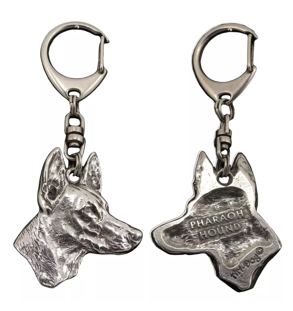 Pharaoh Hound, Kelb tal-Fenek - Silver-plated key ring with dog, handbag decoration, backpack pendant by Art-Dog brand