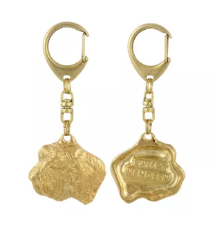 Petit basset griffon vendéen - Porte-clés doré avec chien, décoration de sac à main, accessoire de luxe de la marque Art-Dog