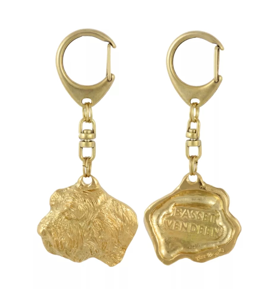 Petit basset griffon vendéen - Porte-clés doré avec chien, décoration de sac à main, accessoire de luxe de la marque Art-Dog