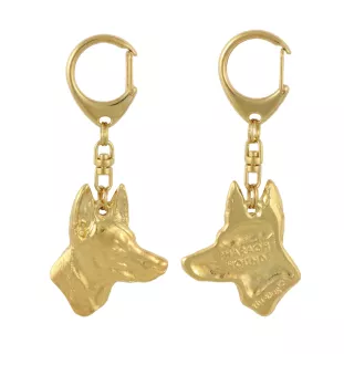 Chien du pharaon, Lévrier du pharaon - Porte-clés doré avec chien, décoration de sac à main, accessoire de luxe de la marque Art-Dog