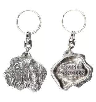 Petit basset griffon vendéen - Pendentif argenté avec un chien dans une boîte décorative, décoration de sac à main, pendentif de sac à dos par la marque Art-Dog