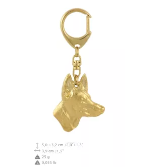 Pharaoh Hound, Kelb tal-Fenek - Gilded key ring with dog in gift box, handbag decoration, luxury accessory by Art-Dog brand