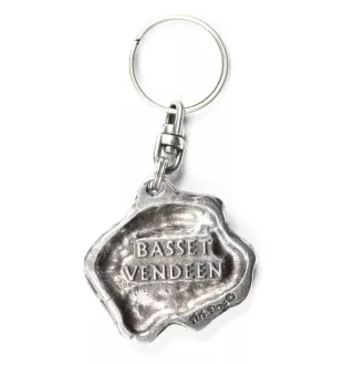 Kleiner Basset Griffon Vendéen, Petit Basset Griffon Vendéen - Versilberter Anhänger mit einem Hund in einer dekorativen Box, Handtaschenschmuck, Rucksackanhänger der Marke Art-Dog