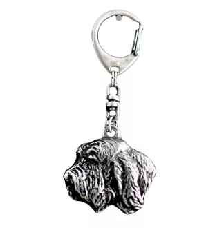 Petit basset griffon vendéen - Porte-clés argenté avec un chien dans une boîte cadeau, décoration de sac à main, pendentif de sac à dos par la marque Art-Dog