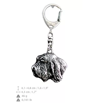 Petit basset griffon vendéen - Porte-clés argenté avec un chien dans une boîte cadeau, décoration de sac à main, pendentif de sac à dos par la marque Art-Dog