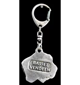 Petit Basset Griffon Vendéen - Silver-plated key ring with a dog in a gift box, handbag decoration, backpack pendant by Art-Dog brand