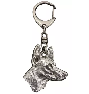 Chien du pharaon, Lévrier du pharaon - Porte-clés argenté avec un chien dans une boîte cadeau, décoration de sac à main, pendentif de sac à dos par la marque Art-Dog