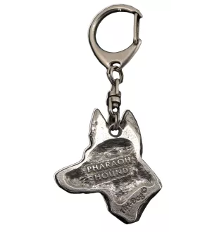 Pharaoh Hound, Kelb tal-Fenek - Silver-plated key ring with a dog in a gift box, handbag decoration, backpack pendant by Art-Dog brand