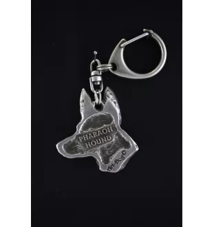 Pharaoh Hound, Kelb tal-Fenek - Silver-plated key ring with a dog in a gift box, handbag decoration, backpack pendant by Art-Dog brand