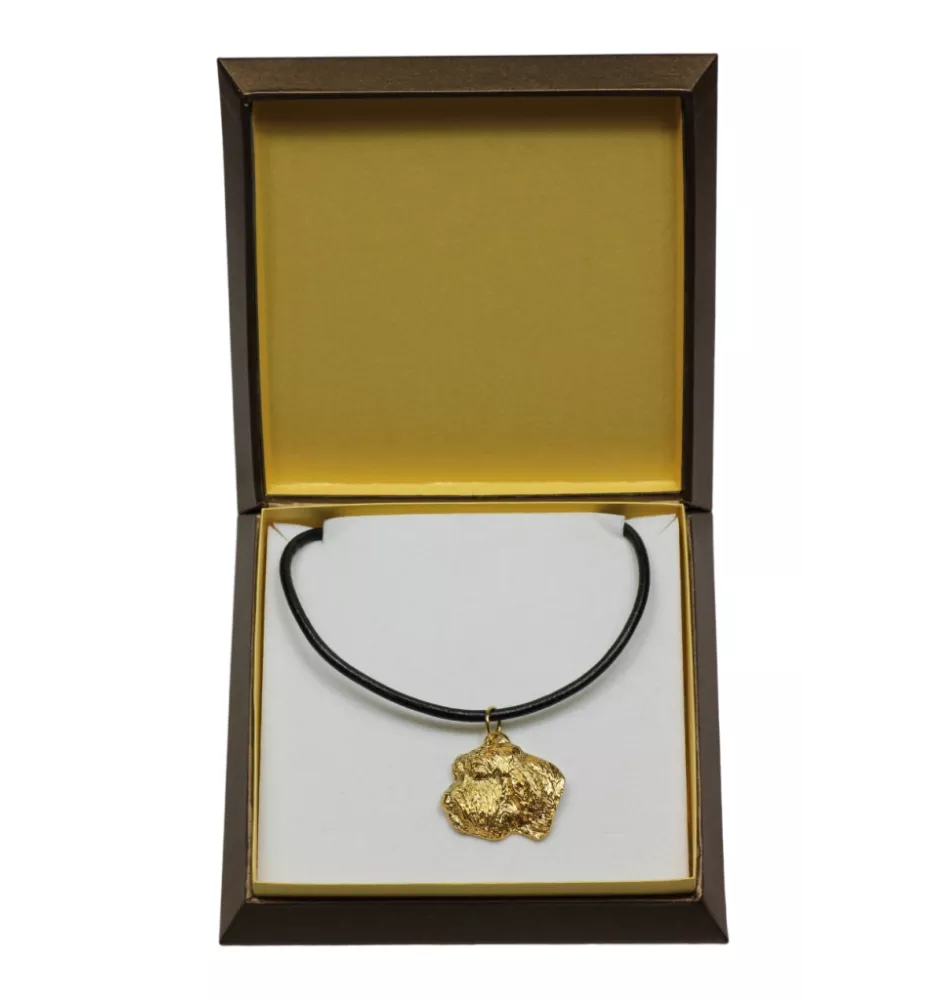 Petit basset griffon vendéen - Collier de chien dans une boîte cadeau, pendentif plaqué or pour les fans de chiens, bijoux remarquables par Art-Dog