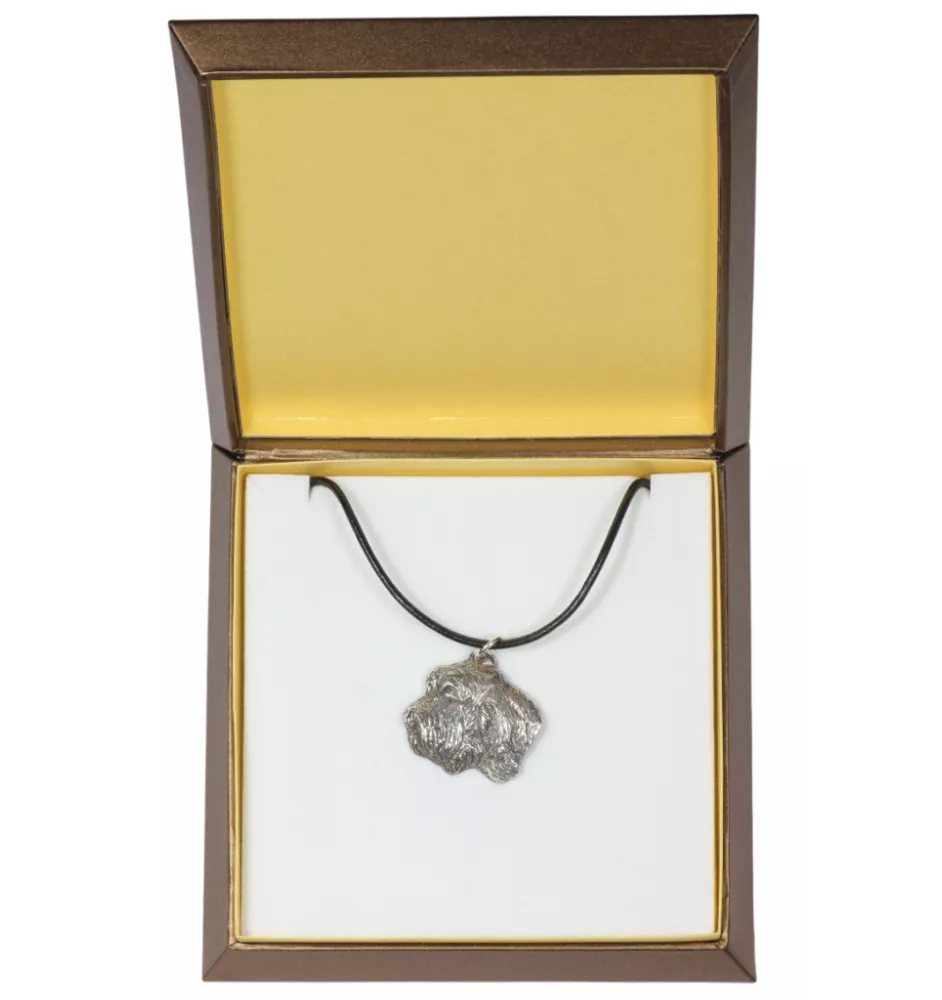 Petit basset griffon vendéen - Collier de chien dans une boîte cadeau, médaillon argenté pour fan de chien, pendentif remarquable de la marque Art-Dog