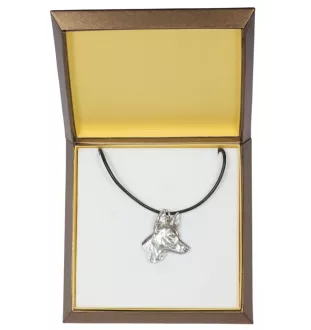 Pharaoh Hound, Kelb tal-Fenek - Dog necklace in gift box, silver-plated locket for dog fan, striking pendant by Art-Dog brand