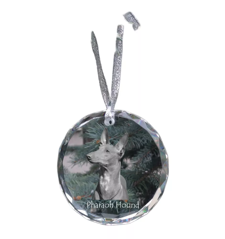 Pharaoh Hound, Kelb tal-Fenek - crystal bauble with a photo, dog photo in crystal, personalized Christmas tree ornament by Art-Dog brand
