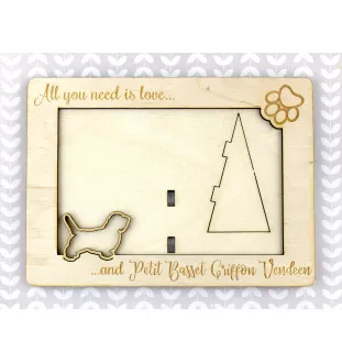 Petit basset griffon vendéen - Cadre photo, cadre en bois gravé, un joli gadget pour l'amoureux des chiens par Art-Dog