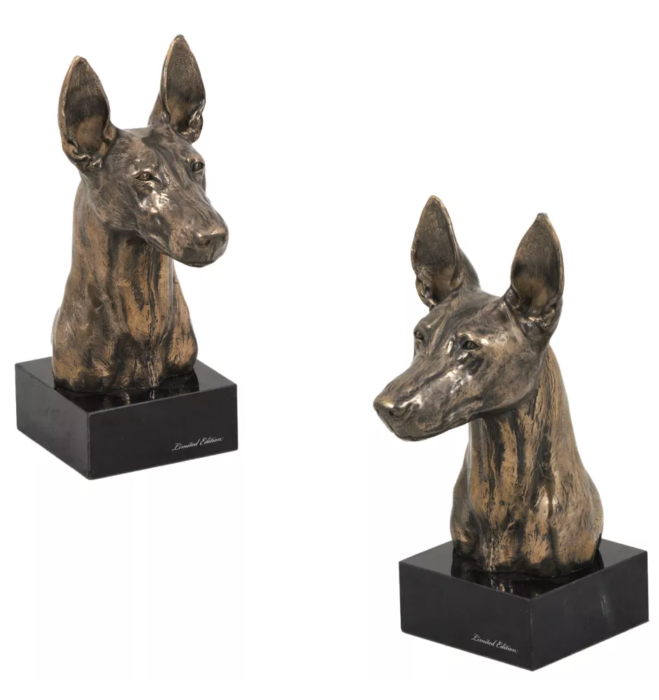 Chien du pharaon, Lévrier du pharaon - Statue de chien, buste sur socle en pierre, sculpture, trophée pour exposition canine par la marque Art-Dog
